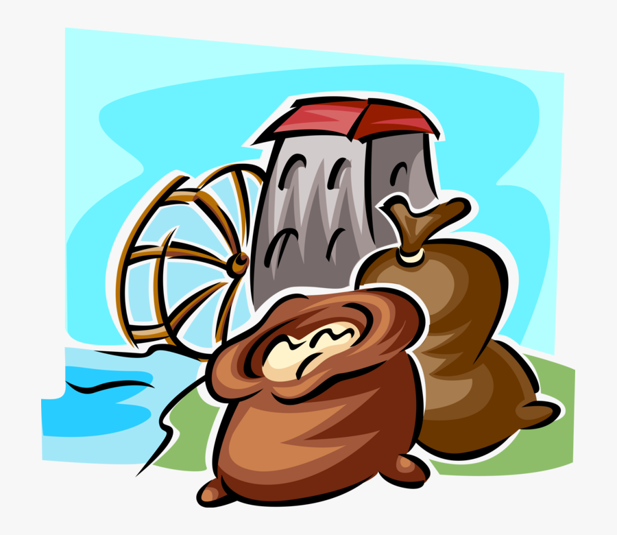 Vector Illustration Of Gristmill With Water Wheel And - Pasta Al Sale, Transparent Clipart