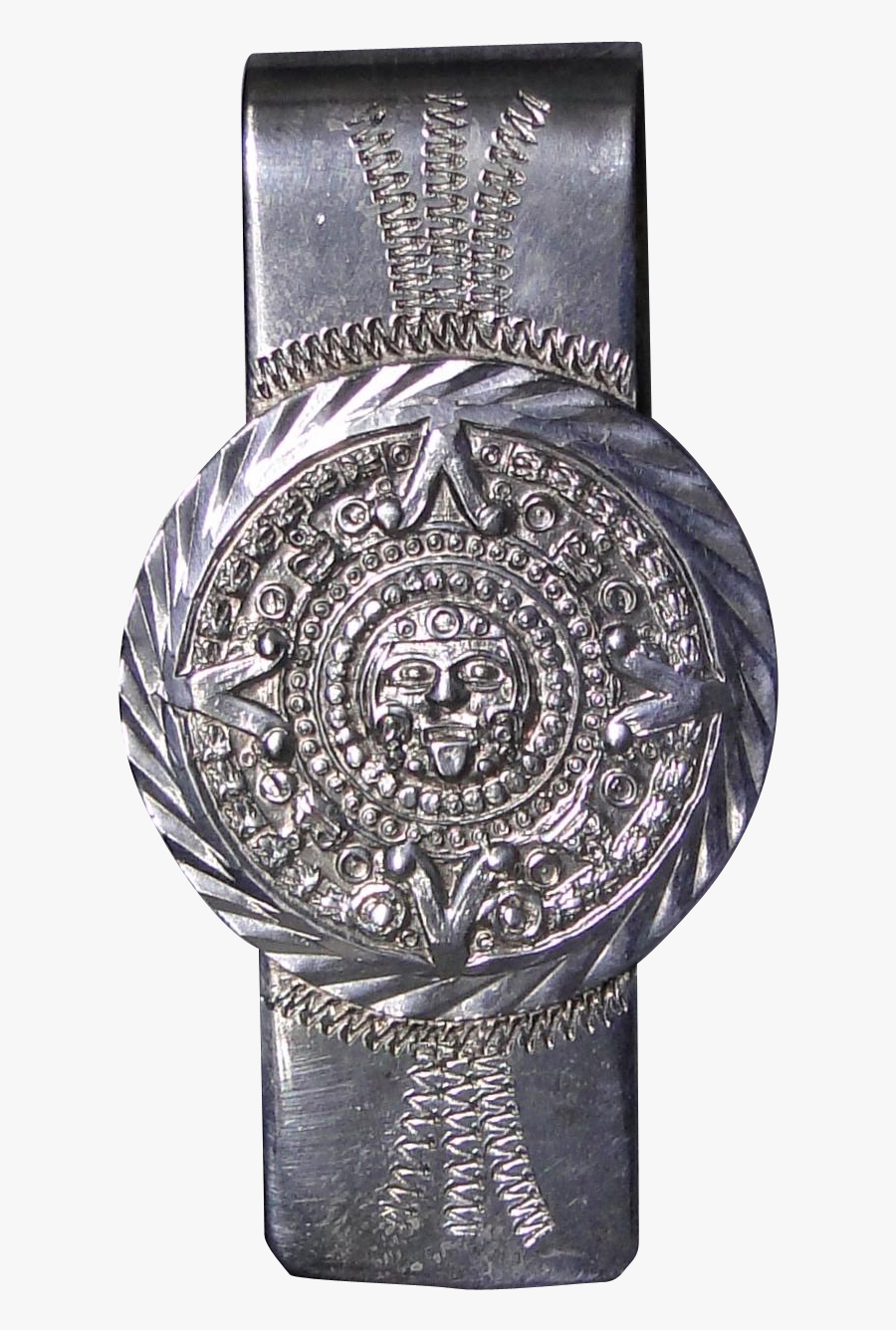 Sterling Silver Money Clip From Mexico With Aztec Calendar - Christian Cross, Transparent Clipart