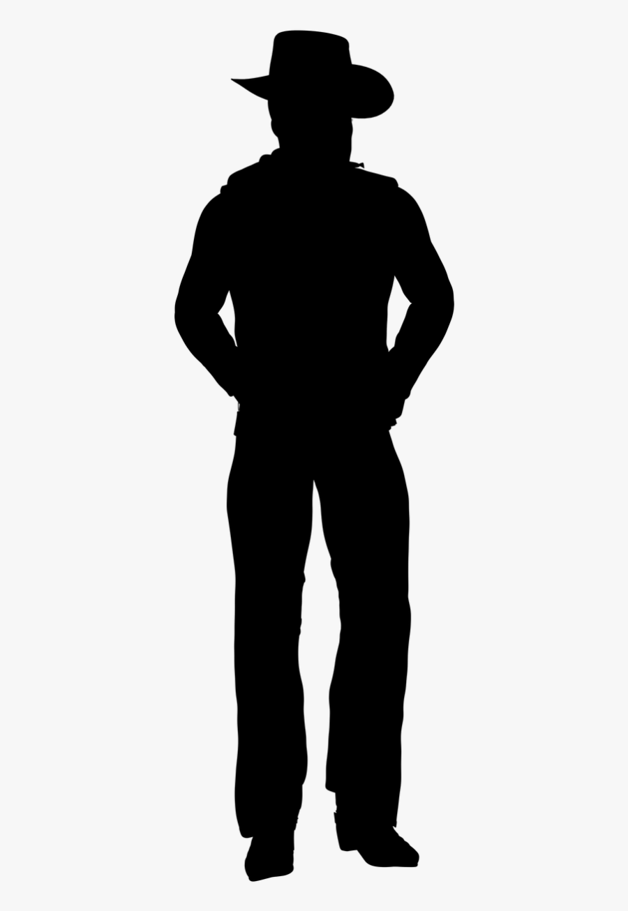Silhouette Man Muscles - Man With Cowboy Hat Silhouette Png, Transparent Clipart
