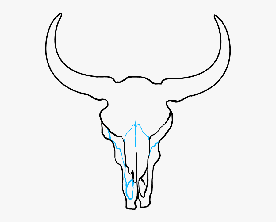 How To Draw Bull Skull - Simple Bull Skull Drawing, Transparent Clipart
