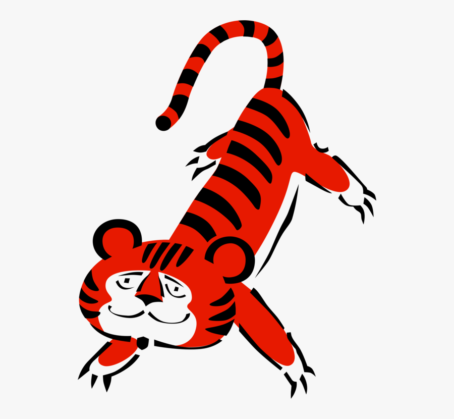 Art,fictional Character,artwork - Red Tiger Cartoon, Transparent Clipart