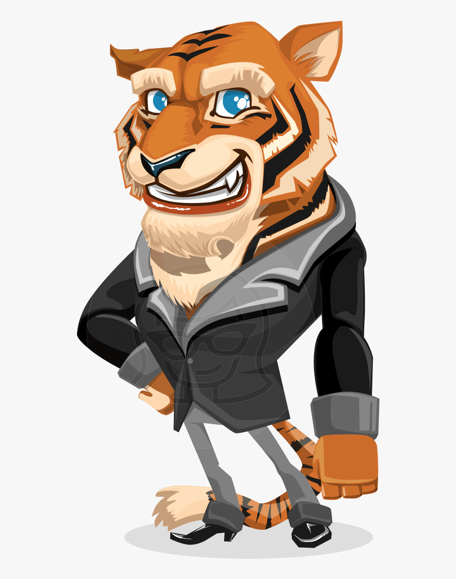 Tiger Businessman Vector Cartoon Character Aka Vice - Character Design Cartoon Tiger, Transparent Clipart