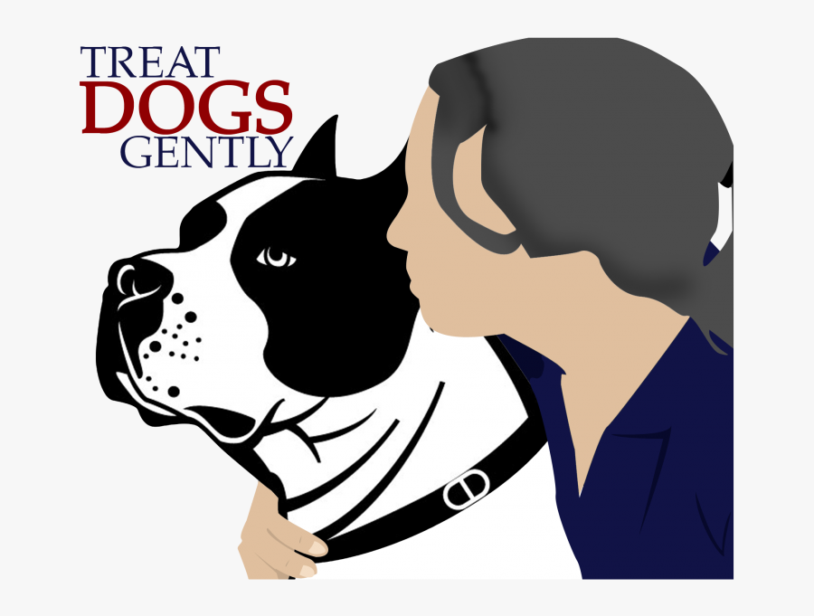 Graphic Of A Woman Petting A Dog - Black And White Pitbull Head Clipart, Transparent Clipart