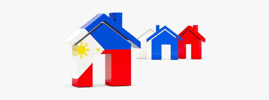 Three Houses With Flag - Philippines Flag With House, Transparent Clipart