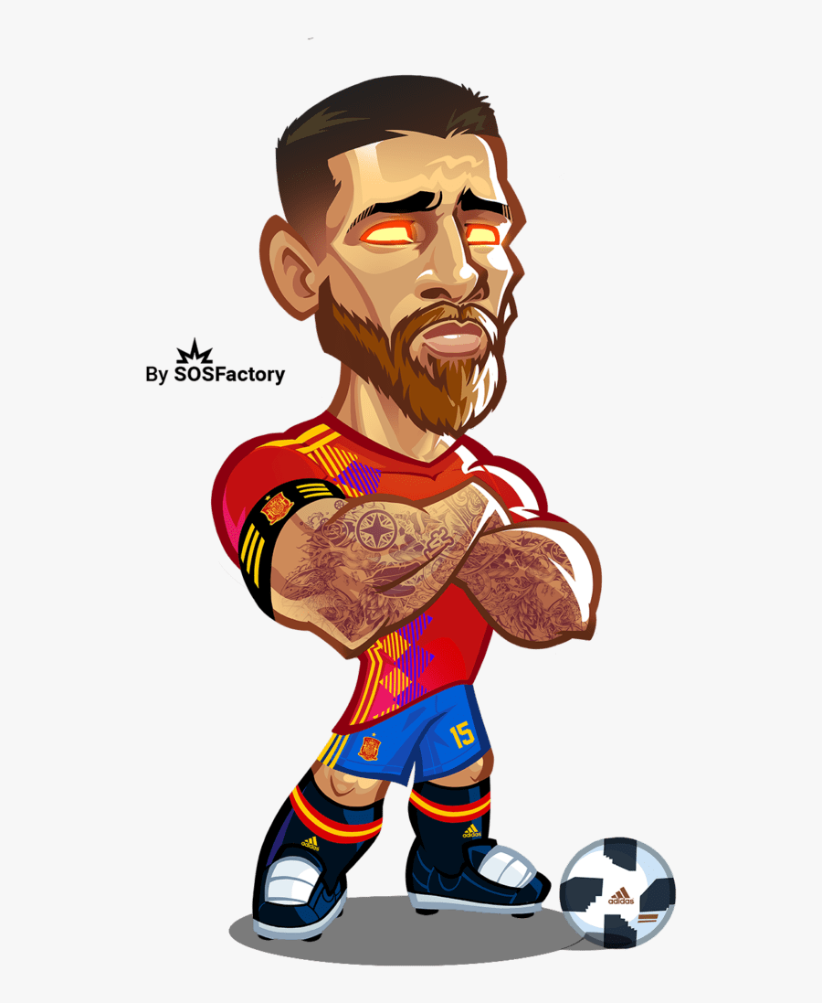 Sergio Ramos Caricature - Draw Sergio Ramos Cartoon, Transparent Clipart