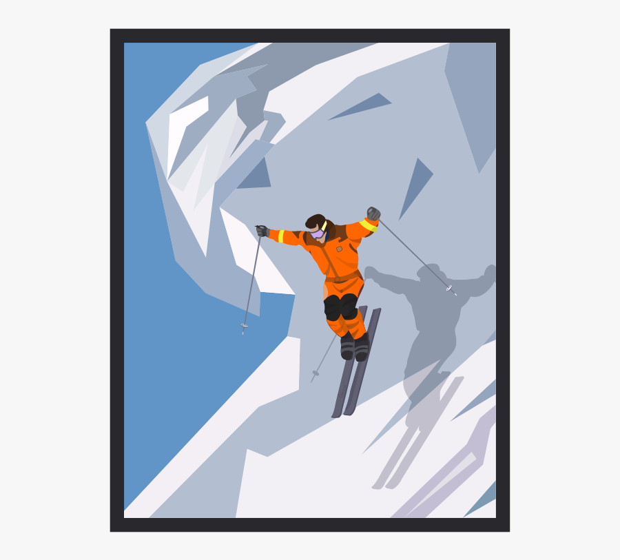 Ski Jump Dude - Skiing Jump Drawing, Transparent Clipart