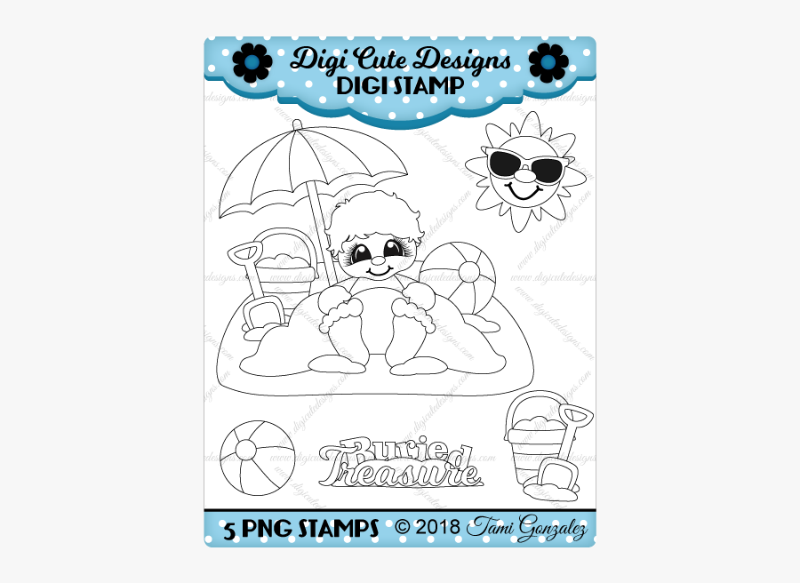 Buried Treasure Boy Digi Stamp-summer, Sand, Beach, - Independence Day, Transparent Clipart