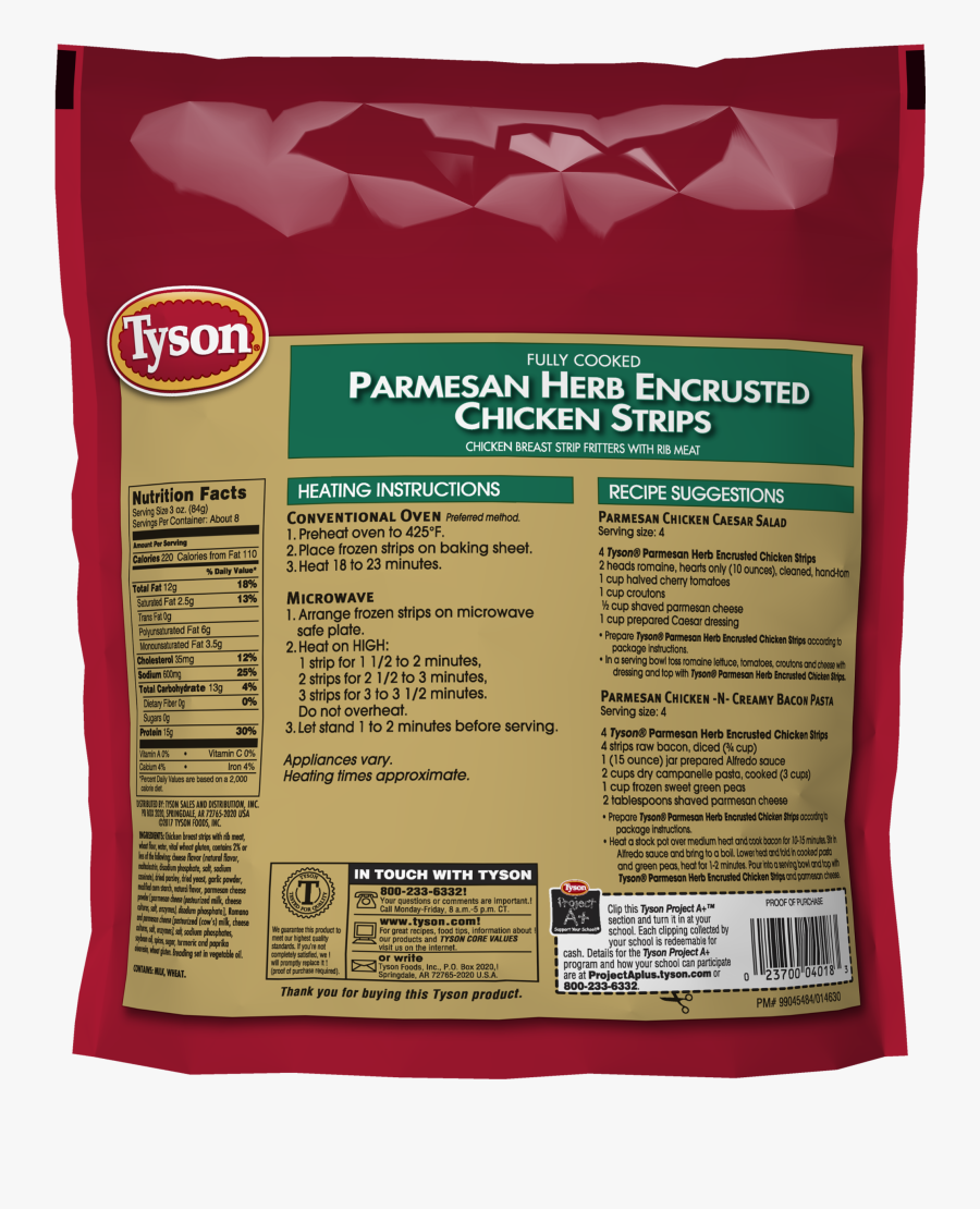 Tyson Parmesan Herb Encrusted Chicken Strips, Transparent Clipart