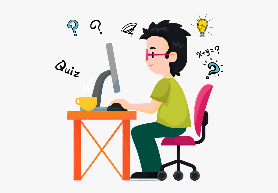 Puzzle Boy And Computer With Tea - Non Voice Chat Process, Transparent Clipart