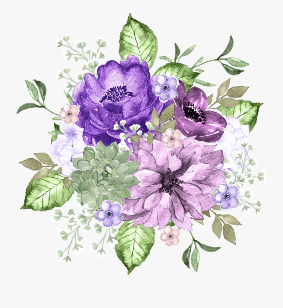 #watercolor #flowers #purple #blue #lavender #bunch - ورد بنفسجي بيكس ارات, Transparent Clipart