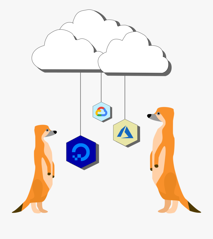 Meerkats Looking At Blocks Dropping From Cloud - Illustration, Transparent Clipart