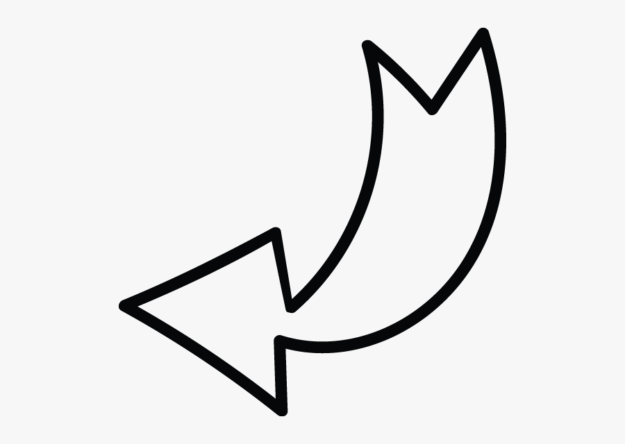 Left Down Arrow Wedge Tail Doodle - Line Art, Transparent Clipart