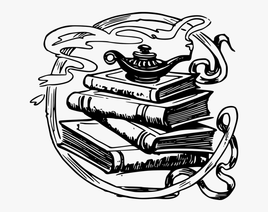 Transparent Doodle Arrow Clipart - Genie Lamp On Books, Transparent Clipart