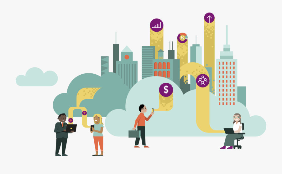 Bank With People Cartoon, Transparent Clipart