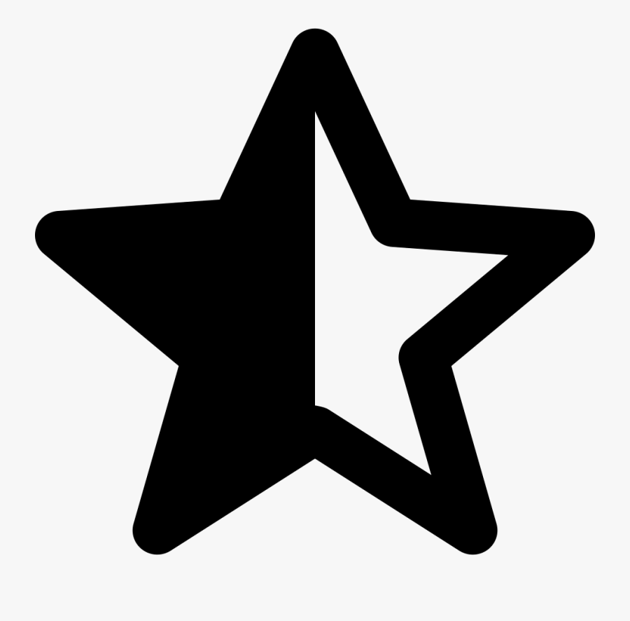 Star Half - Vector Black Outline Star, Transparent Clipart