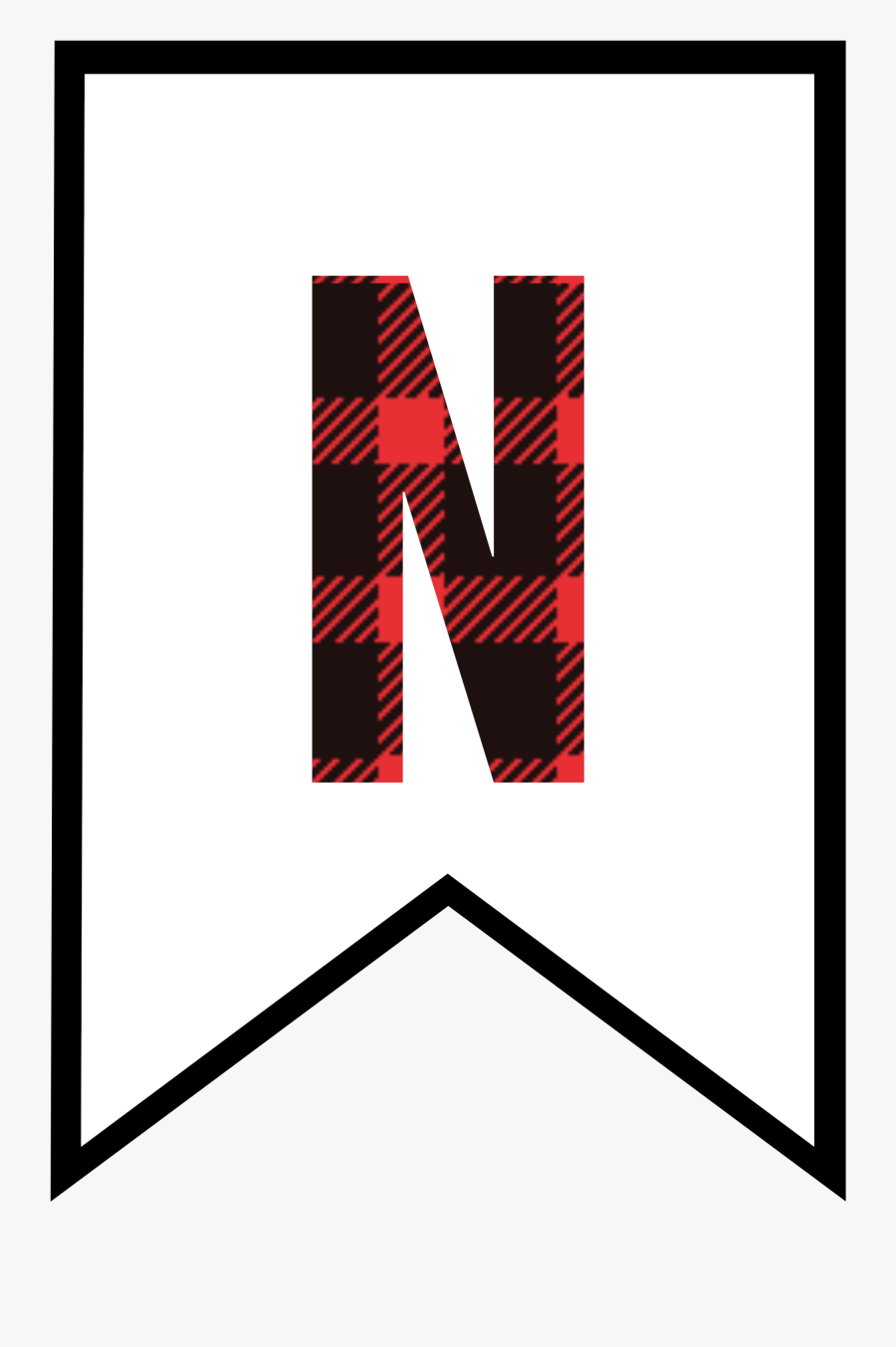 Letter Clipart Banner - Buffalo Plaid Letters N, Transparent Clipart