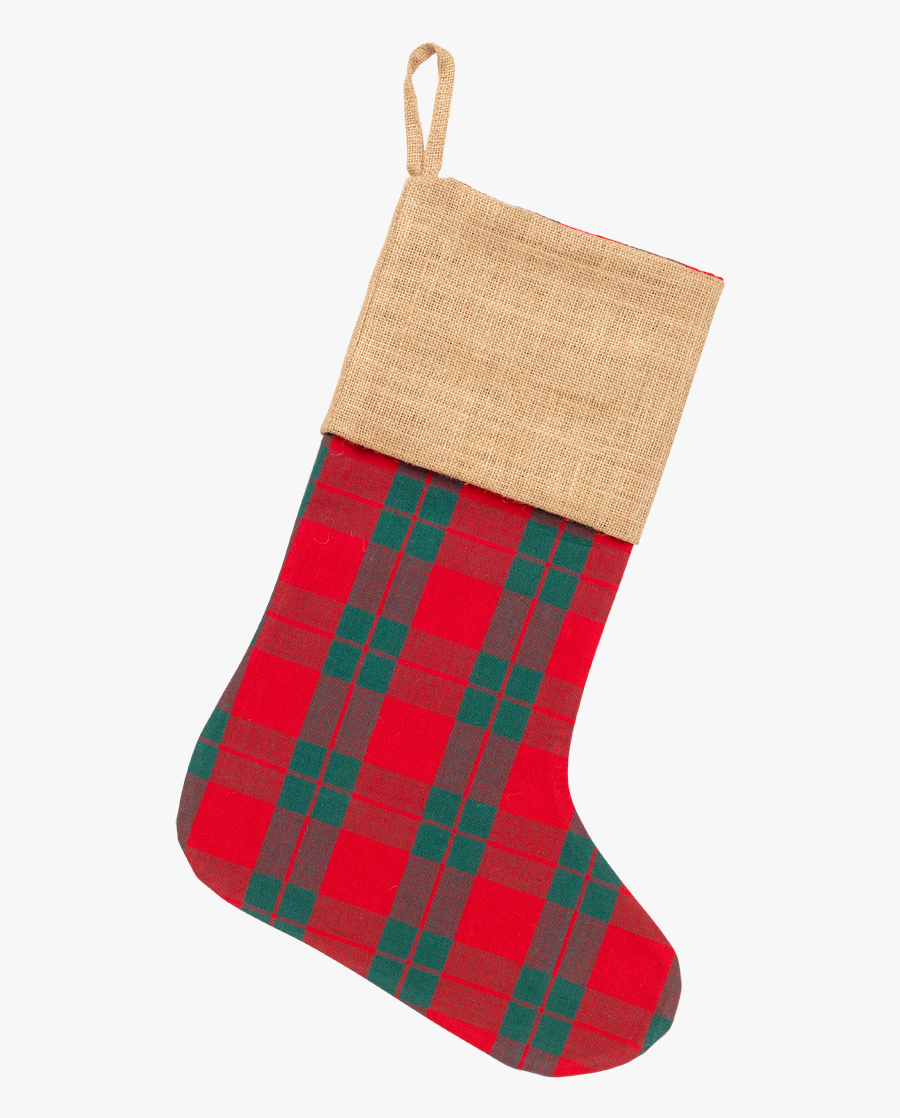 Plaid Christmas Stocking - Plaid Stocking Clip Art, Transparent Clipart