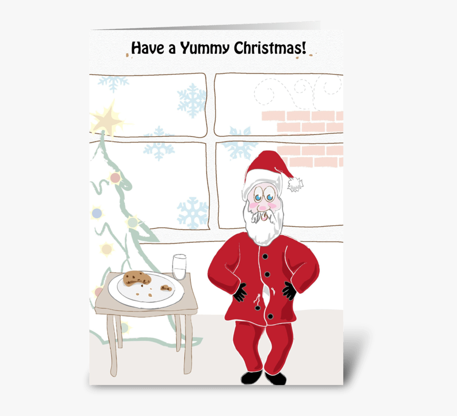 Silly Santa Eats Cookies Greeting Card - Cartoon, Transparent Clipart