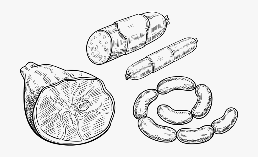 Meat Products Sketch, Transparent Clipart