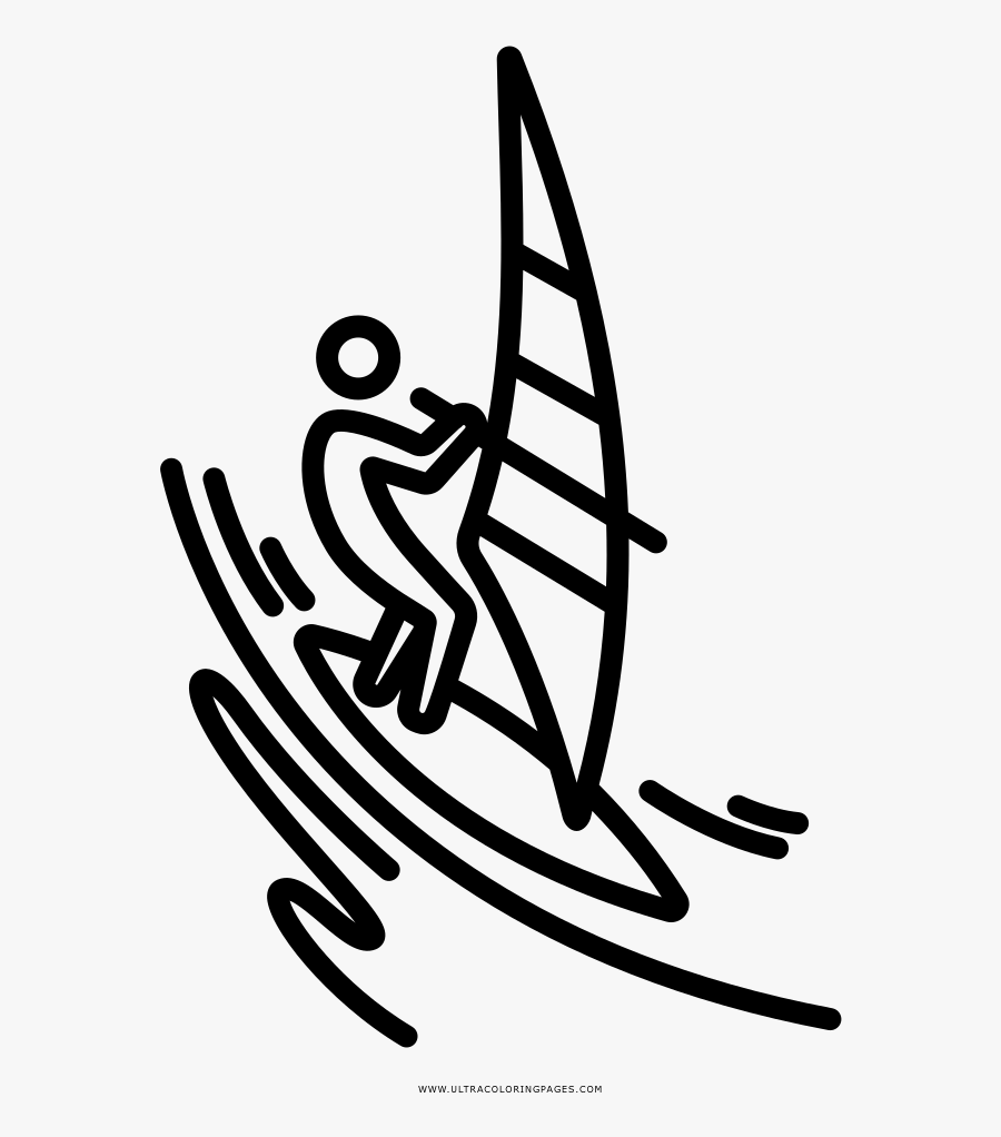 Windsurfing Coloring Page - Calligraphy, Transparent Clipart