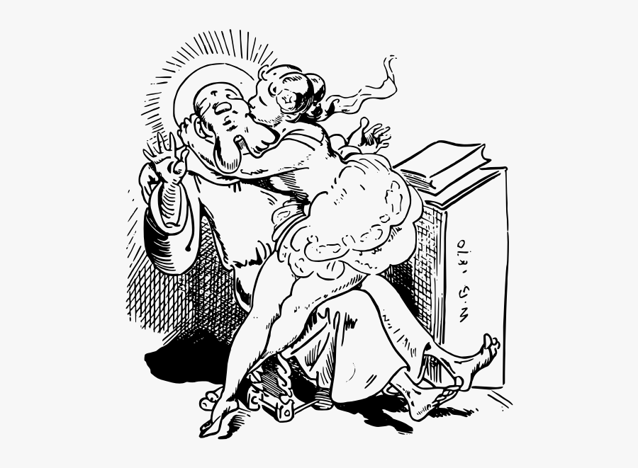 Ballet Dancer Kissing Old Man Vector Clip Art - Ballet, Transparent Clipart