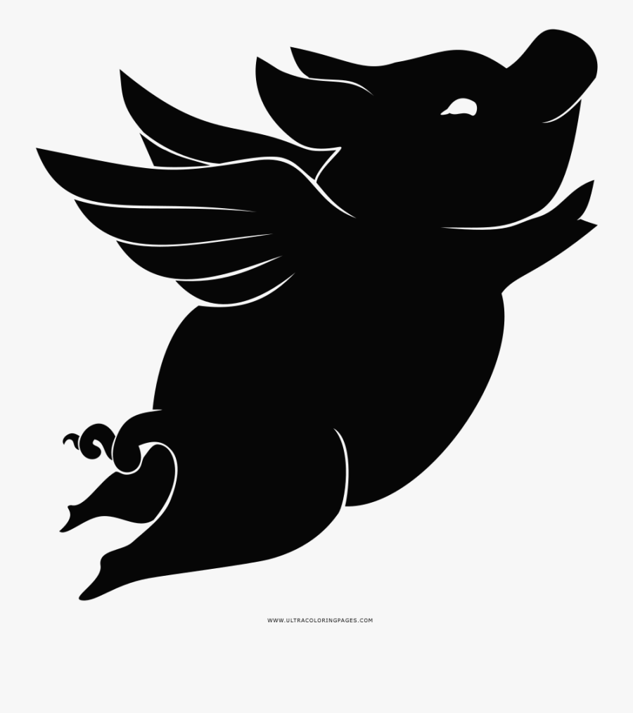 Flying Pig Coloring Page - T-shirt, Transparent Clipart