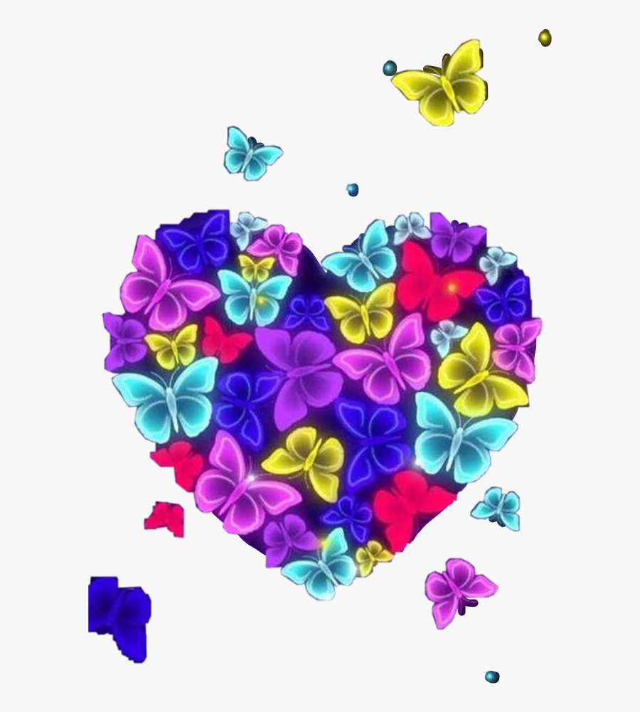 #bright #light #neon #butterflies #art #heart #flying - Imagen Mariposas Bonitas, Transparent Clipart