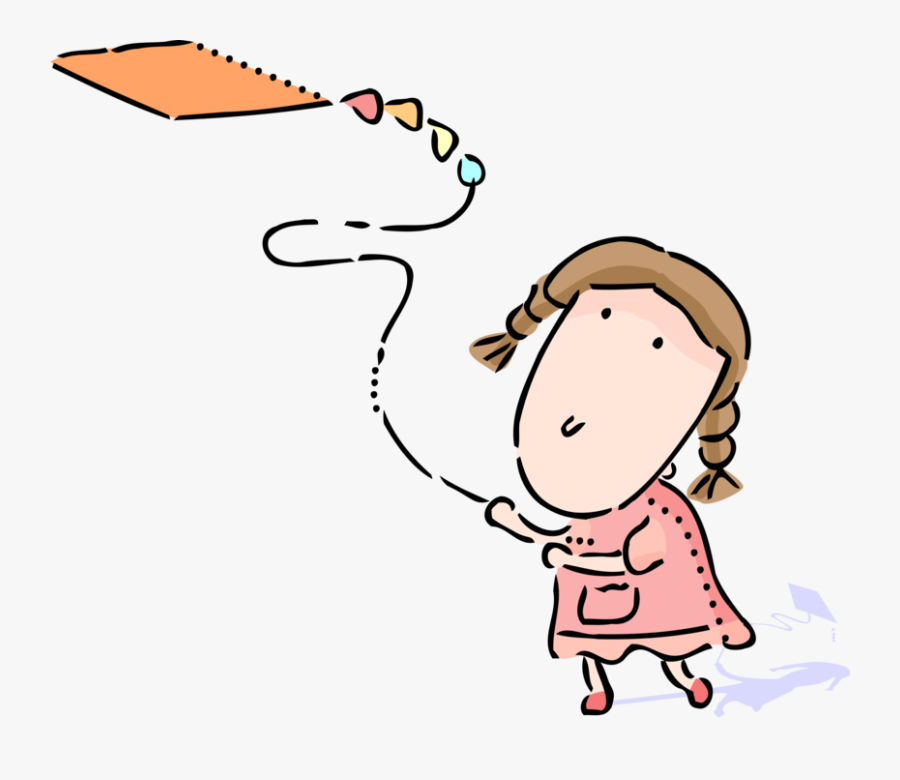 Vector Illustration Of Young Child Plays Outdoors Flying - Cartoon, Transparent Clipart