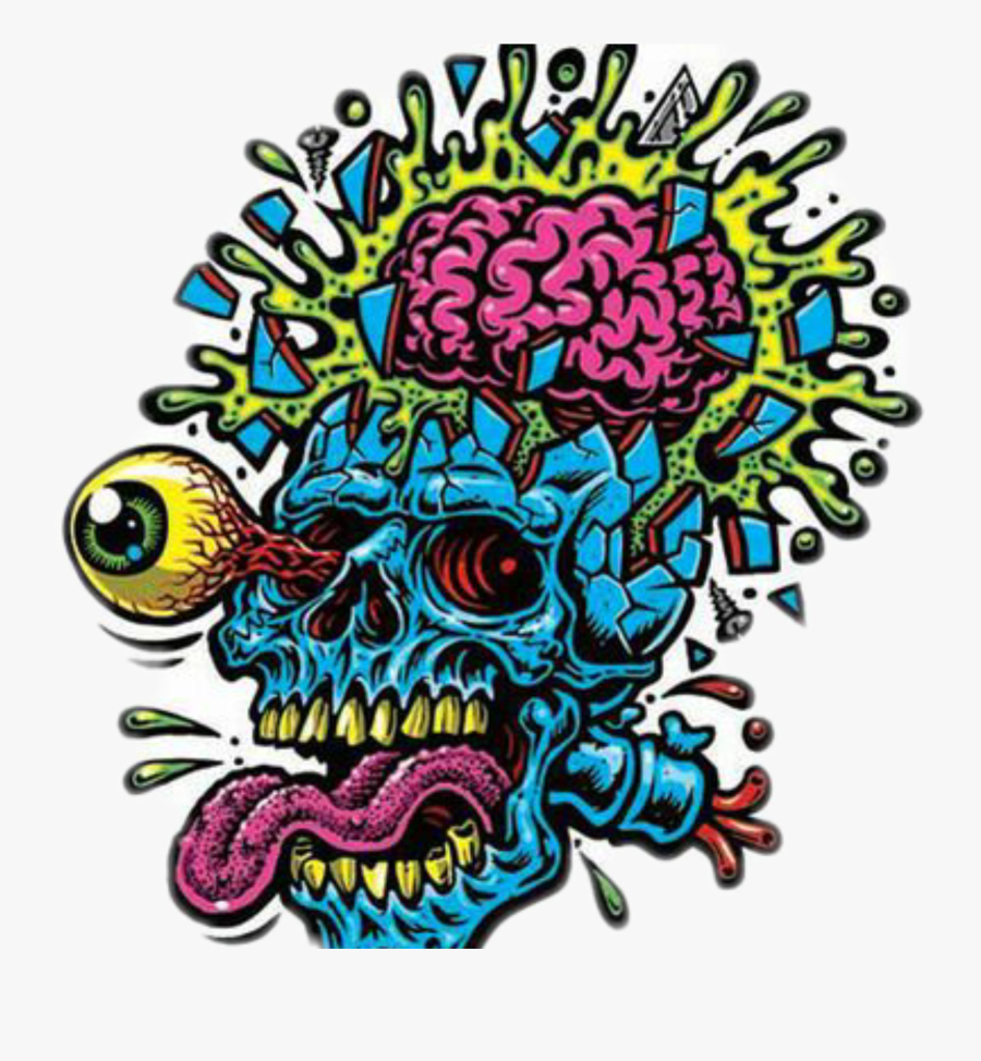 #skull #psychedelic #psychedelicart #natnat7w - Jimbo Phillips Skull, Transparent Clipart