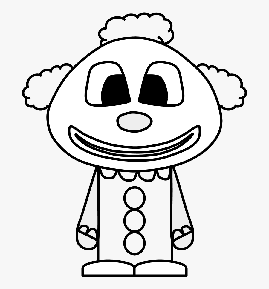 Clown, Big Eyes, Cartoon Person, Black And White - Cartoon, Transparent Clipart