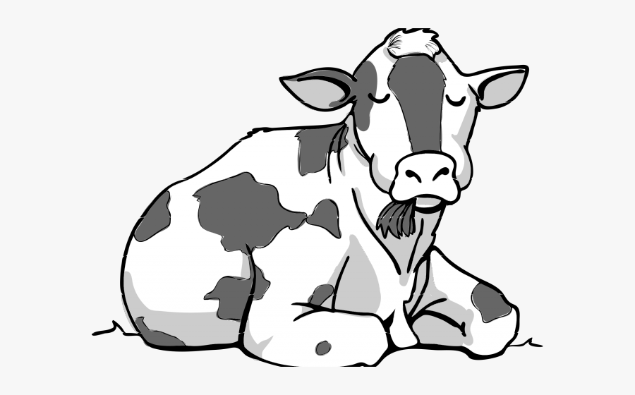 Drawn Cow Clip Art - Cow Sitting Down Clipart, Transparent Clipart