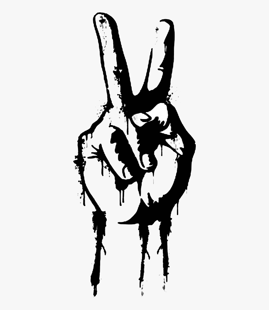 Transparent Peace Sign Clipart Black And White - Transparent Peace Sign Hand Png, Transparent Clipart