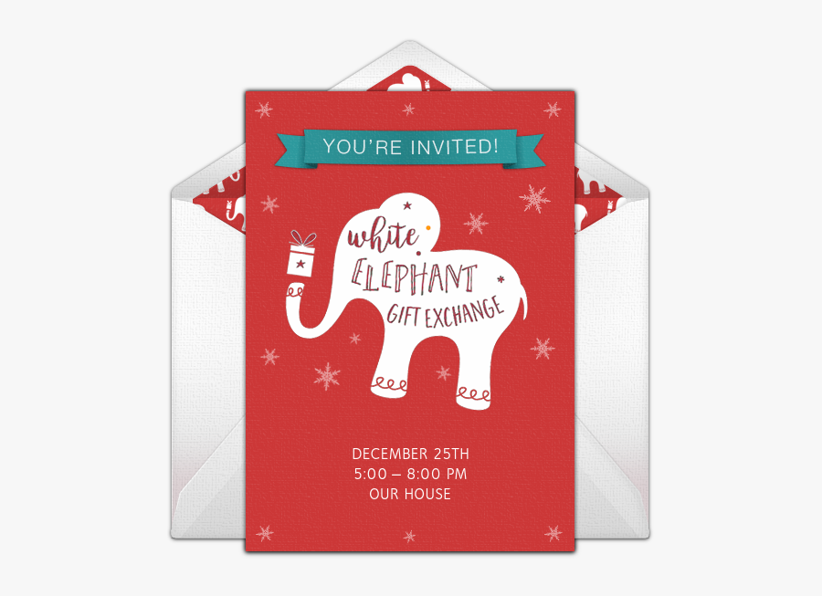 Invitation White Elephant Gift Exchange, Transparent Clipart