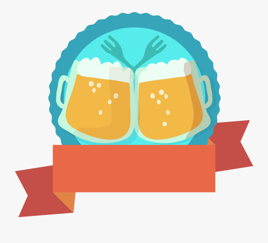 Cartoon Beer Icon Streamers Elements - Illustration, Transparent Clipart