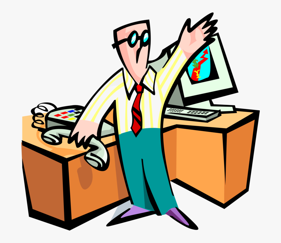 Vector Illustration Of Wall Street Stock Market Broker - Dibujos De Mercado De Valores, Transparent Clipart