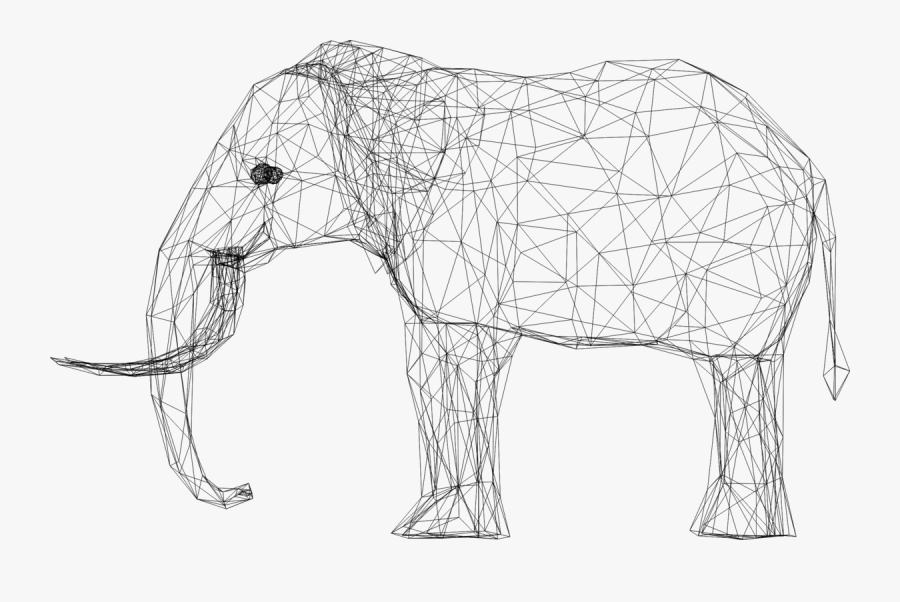 Monochrome,indian Elephant,line Art - Wire Frame Modeling, Transparent Clipart