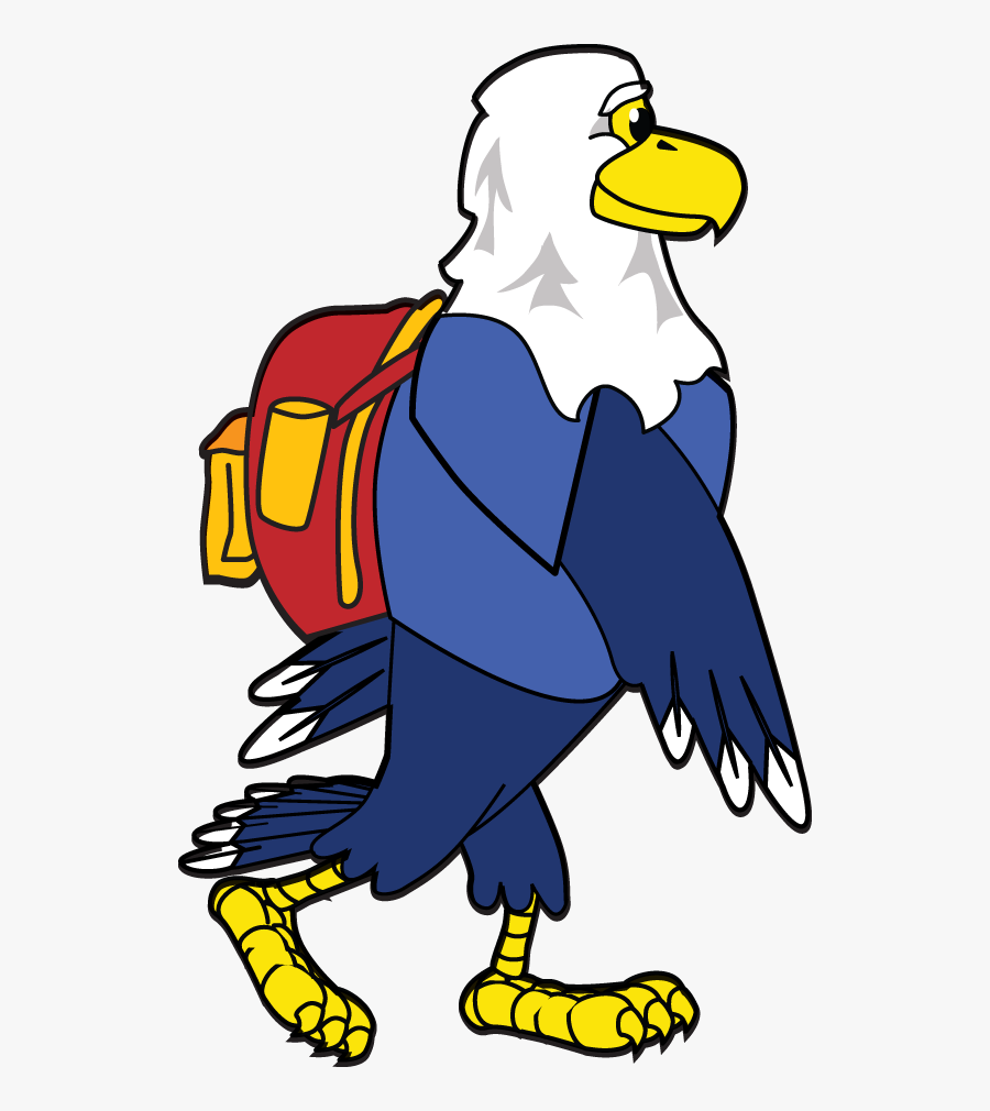 Eagle With Backpack - Cartoon, Transparent Clipart