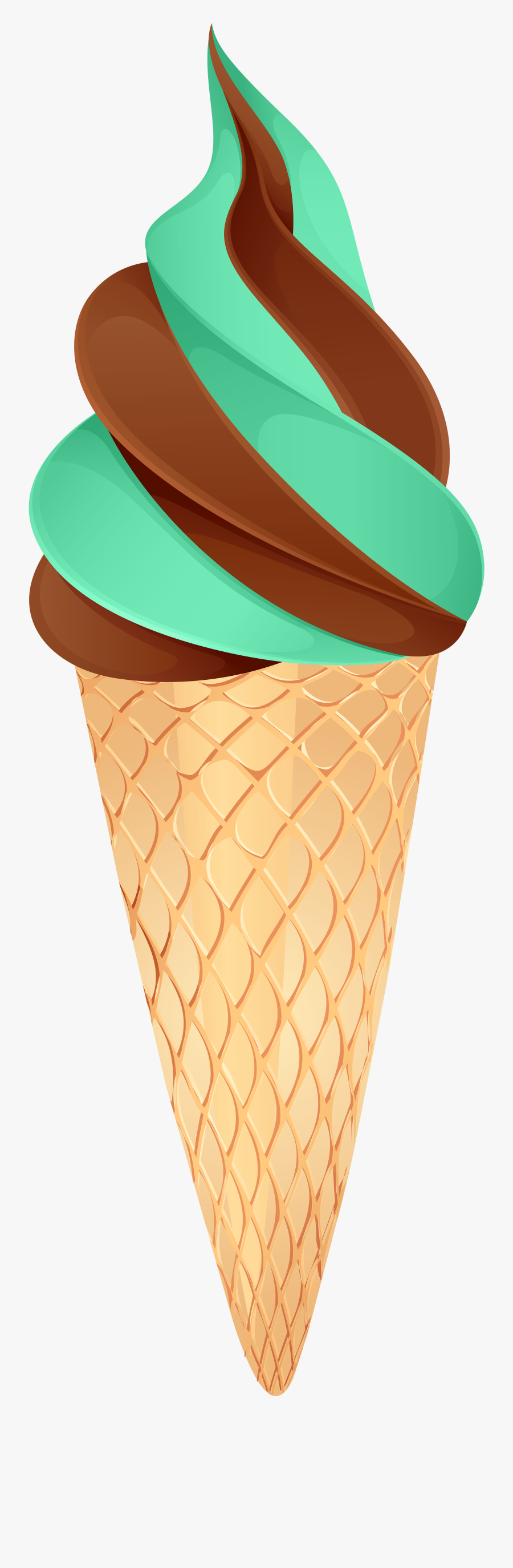 Two-color Ice Cream Green Png Clip Art Image - Cone Ice Cream Green Clour Png, Transparent Clipart