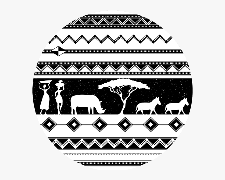 Black And White African Images Round Coaster "
 Class= - African Design Black And White, Transparent Clipart