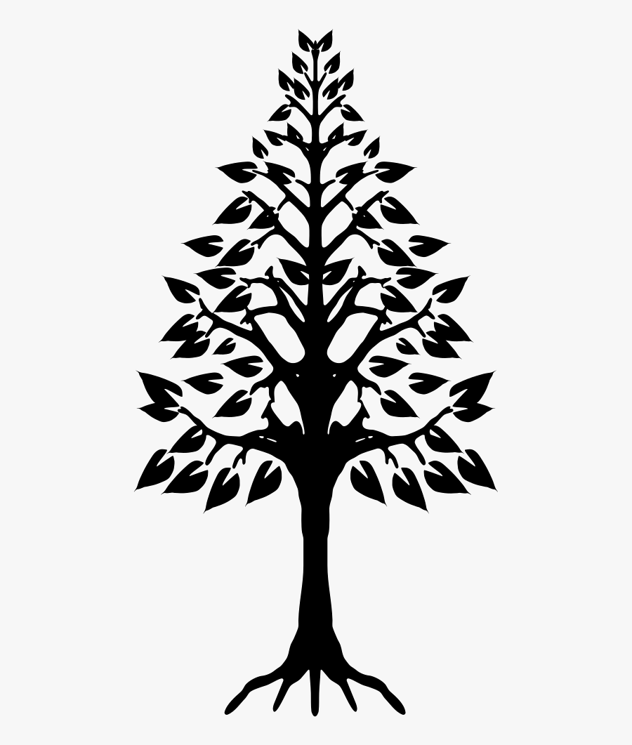 Tree Triangular Shape With Roots - Pine Tree Icon Roots, Transparent Clipart