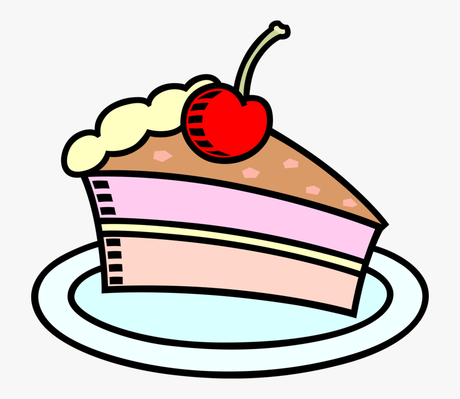 Vector Illustration Of Slice Of Dessert Pie With Cherry - Triangular Prism ...