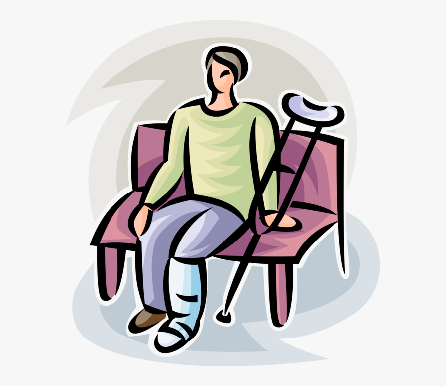 Vector Illustration Of Accident Patient With Broken - Sitting, Transparent Clipart