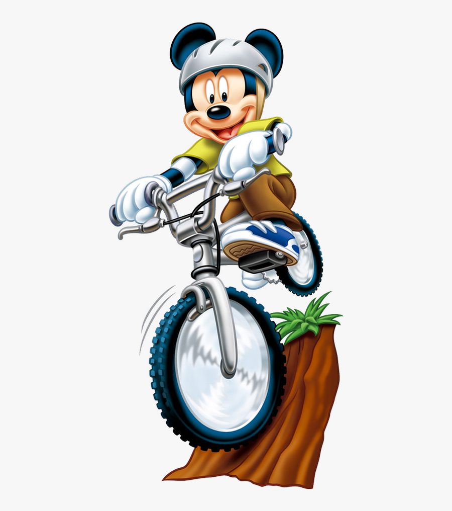 Clip Art Royalty Free Aqui Imagens De Mickey E Miney - Disney Character On Bike, Transparent Clipart