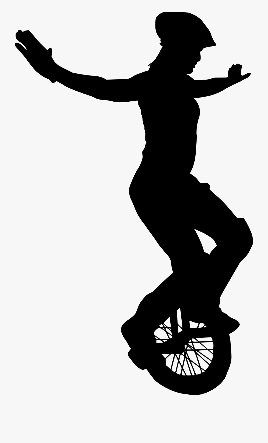 Unicycle Silhouette Girl, Transparent Clipart
