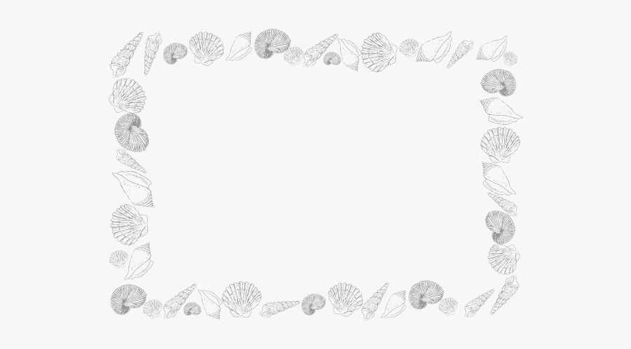 Shell Frame - A4 - Seashell Border Clipart Black And White, Transparent Clipart