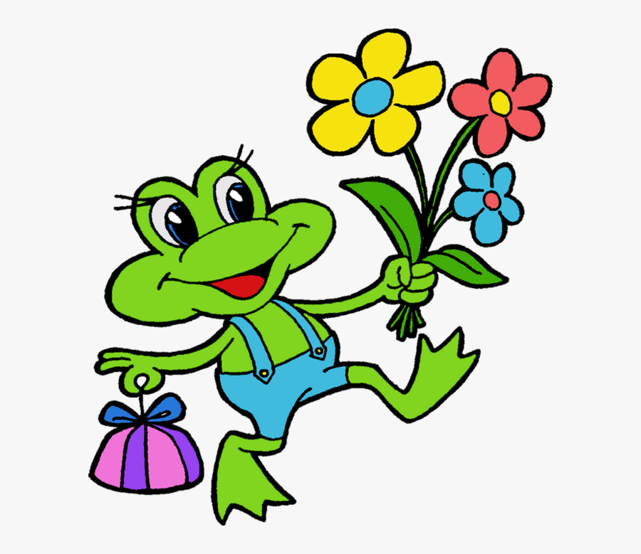 Frog With Flower Clipart, Transparent Clipart
