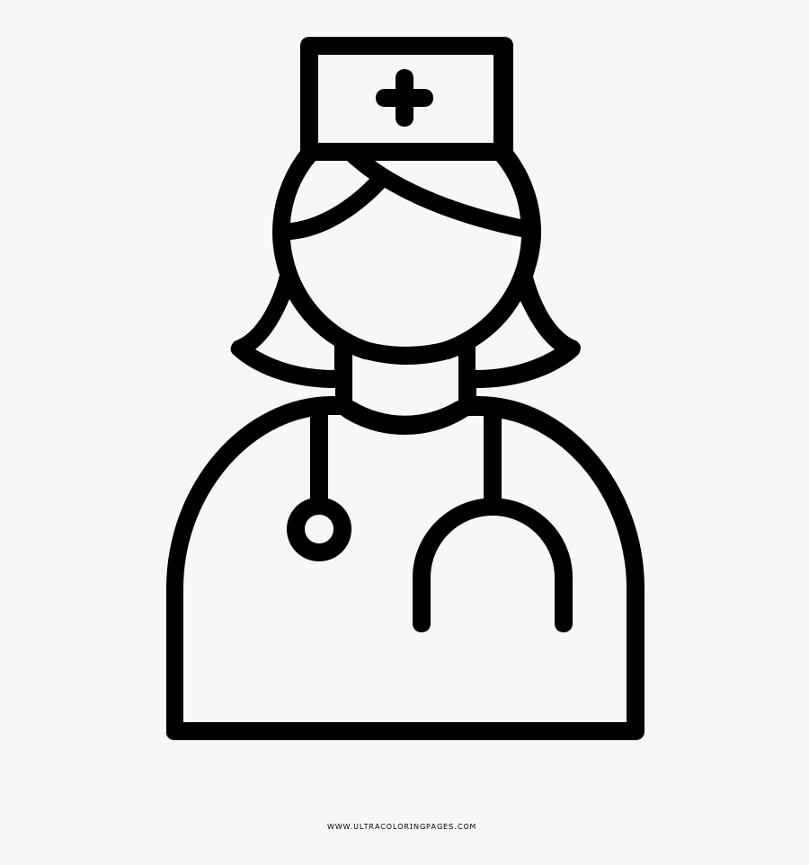 Nurse Coloring Page - Health Worker Clipart Black And White, Transparent Clipart
