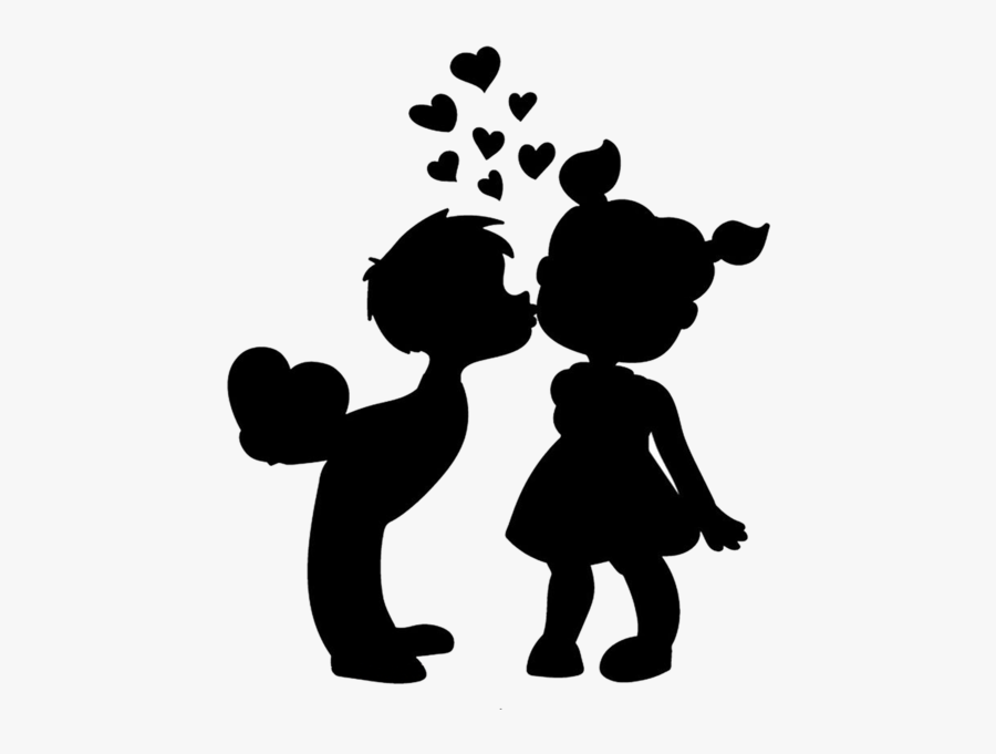 Silhouette Love Child Vector Graphics Kiss - Boy Kissing Girl Clip Art, Transparent Clipart