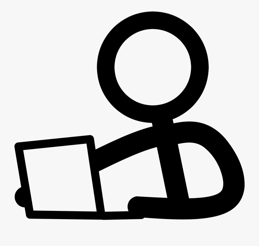 Computer Laptop Stick Man Free Photo - Stick Man On Computer, Transparent Clipart