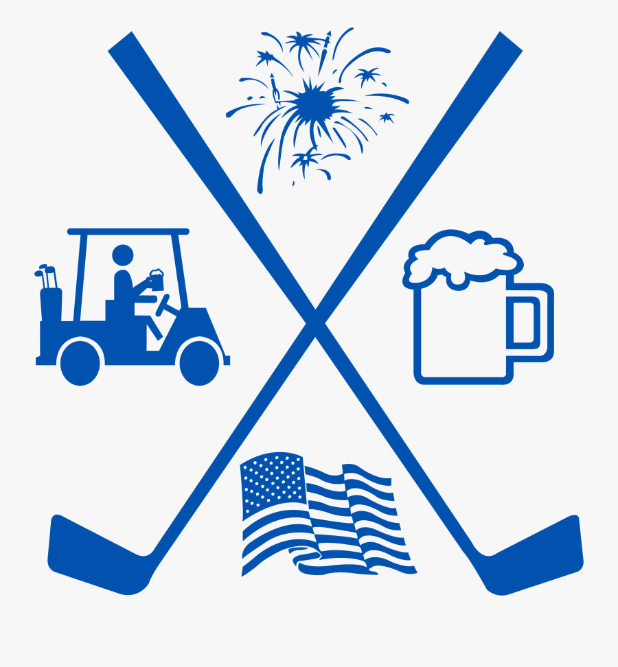 Fore"th Of July Golf Outing Logo - Waving American Flag Cartoon, Transparent Clipart